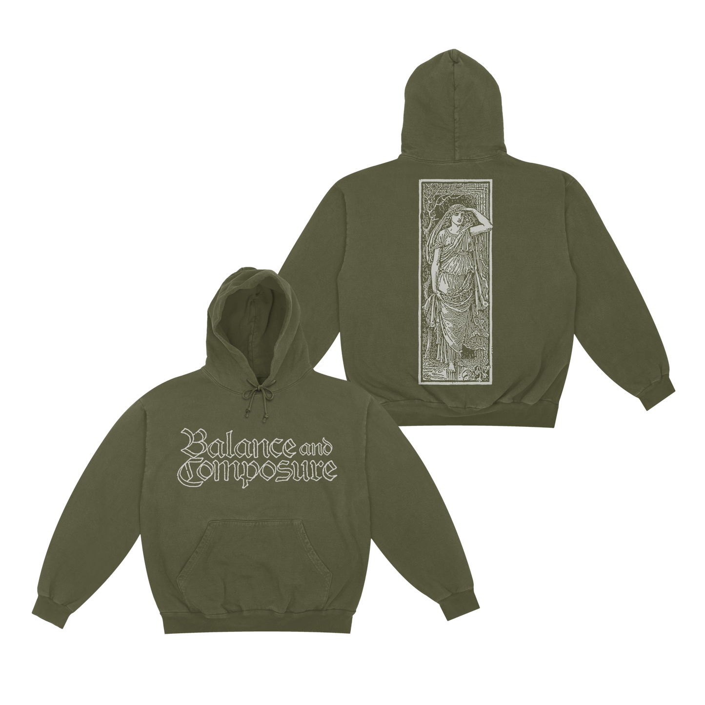 Woodcut Green Pullover Hoodie